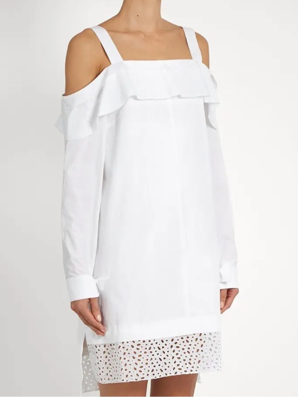 Proenza Schouler White Off-The-Shoulder Dress With Ruffle Detail Dress
